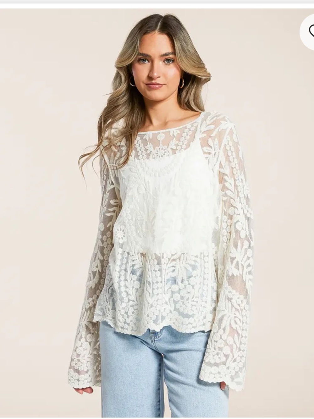 Daytrip White Floral Lace Long-Sleeve Top